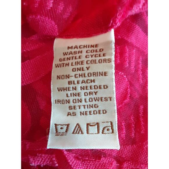 C.l.o.t.h.e.s. Blouse Red Size L Womens Long Sleeve Sheer Collared Burn Out - Picture 7 of 13